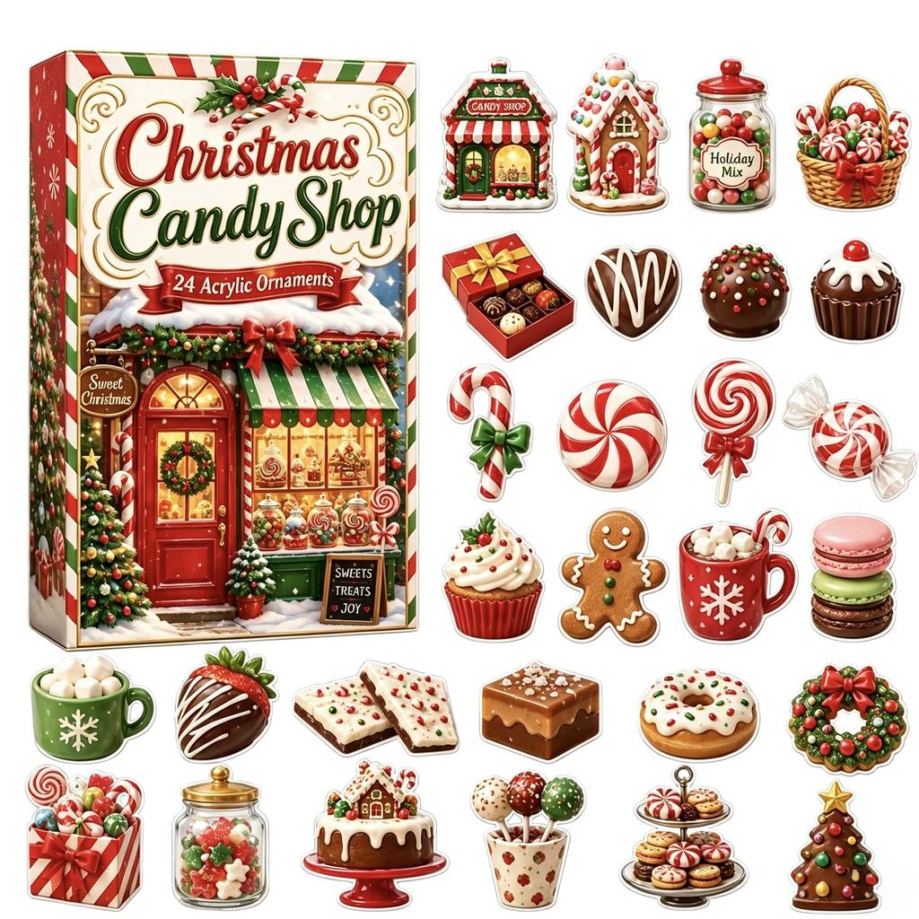 Advent Calendar Days Countdown Christmas Acrylic Ornaments Surprise Gift Box