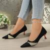 Fashion Fashion Banquet Stiletto Single Shoes Autumn New Pointed Toe Light Mouth Sequin Color Block Slip-On Heels