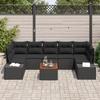 VidaXL Set de Canapé de Jardin 8 Pièces avec Coussins Noir Poly Rattan Acacia 3356595