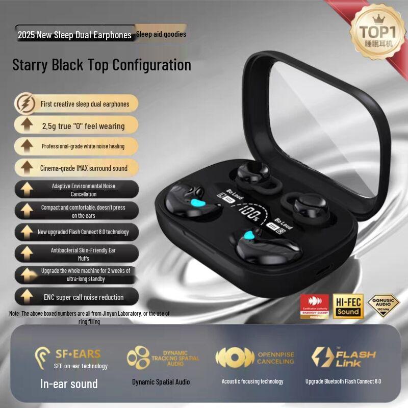 Q12 Wireless Bluetooth Sleep Earbuds – Dual-Ear, Semi-In-Ear, Isolating, Two-in-One Design (Two Pairs)