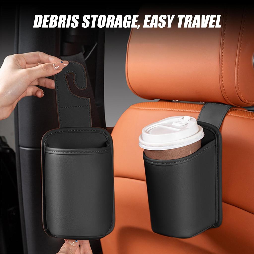 Autositz-Getränkehalter PU Rücksitz-Getränkeaufbewahrungstasche Stoßfest Auslaufsicher Multifunktionale Fahrzeugaufbewahrung für Regenschirm Telefon