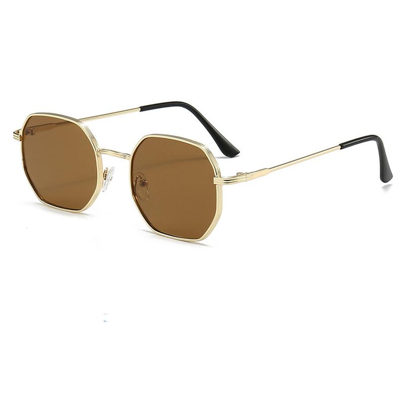 Fashion Double Bridges Polygon Sunglasses Women Men Outdoor Driving Shades UV400 Gradient Lens Metal Small Sun Glasses Unisex