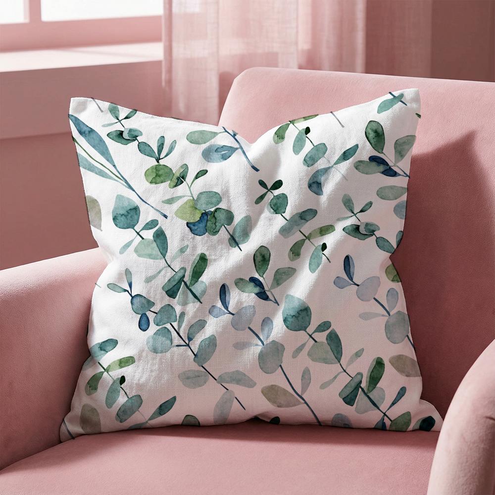 Watercolor Eucalyptus Flowers Cushion Cover Multi-Scene Pillow Cover for Home & Car - Reversible, Soft & Durable for Daily Use