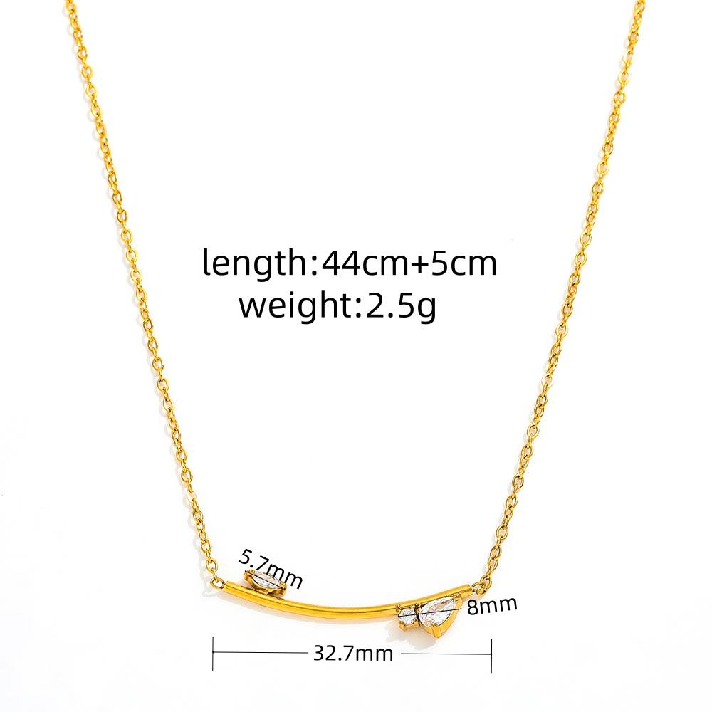 Joolim Jewelry 18K Gold Plated Stainless Steel Long Strip Water Drop Dainty Zircon Pendant Necklace Trendy Parties Gifts золотой