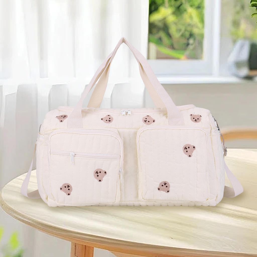 Quilted Baby Diaper Bag Large Capacity Mommy Bag Cute Travel Bag for Hospital and Weekender Travel