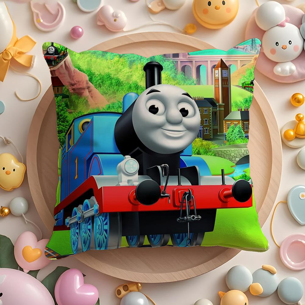T-Thomas The Train Pillow Case Soft Plush Fabric Double-Sided Printed Cushion Cover Warm Winter Sofa Pillow Case