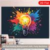 1PC 2D Flat Banner, Creative Light Bulb & Colorful Background, Polyester Party Backdrop, Versatile for Living Room Wall