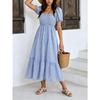 BITCED Moda dama vara primavara maneca scurta guler patrat rochii casual