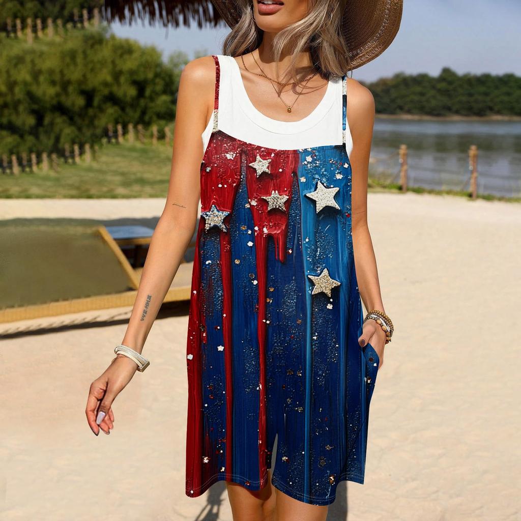 Damen Lässige Und Modische Ärmellose Camisole Mit Tasche Jumpsuit Shorts Jumpsuit Shorts