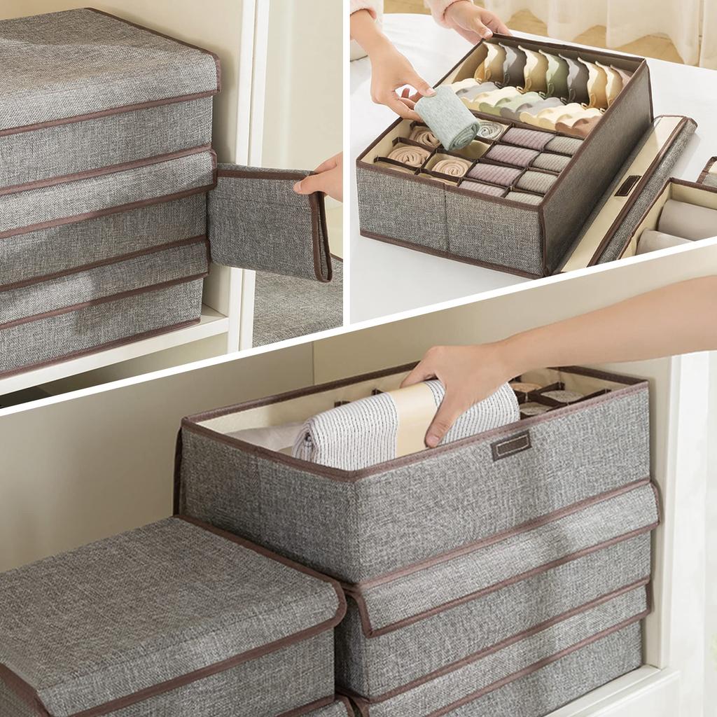 Underwear Storage Box With Compartments 17/13 Grids Dormitory Drawer Style Storage Organizer for Socks Underwears Bra Shirts