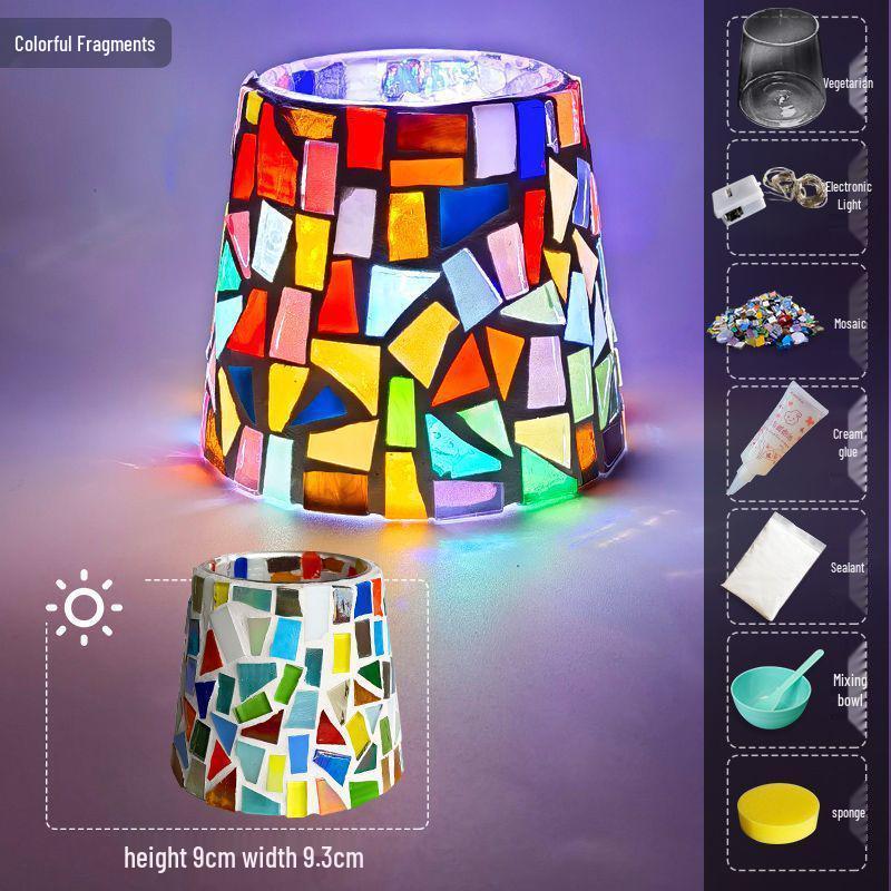 Handgemachtes DIY Glasmosaik Kerzenhalter Vase - Kreatives Eltern-Kind-Lernspielzeug, Perfekt für Geburtstagsgeschenke