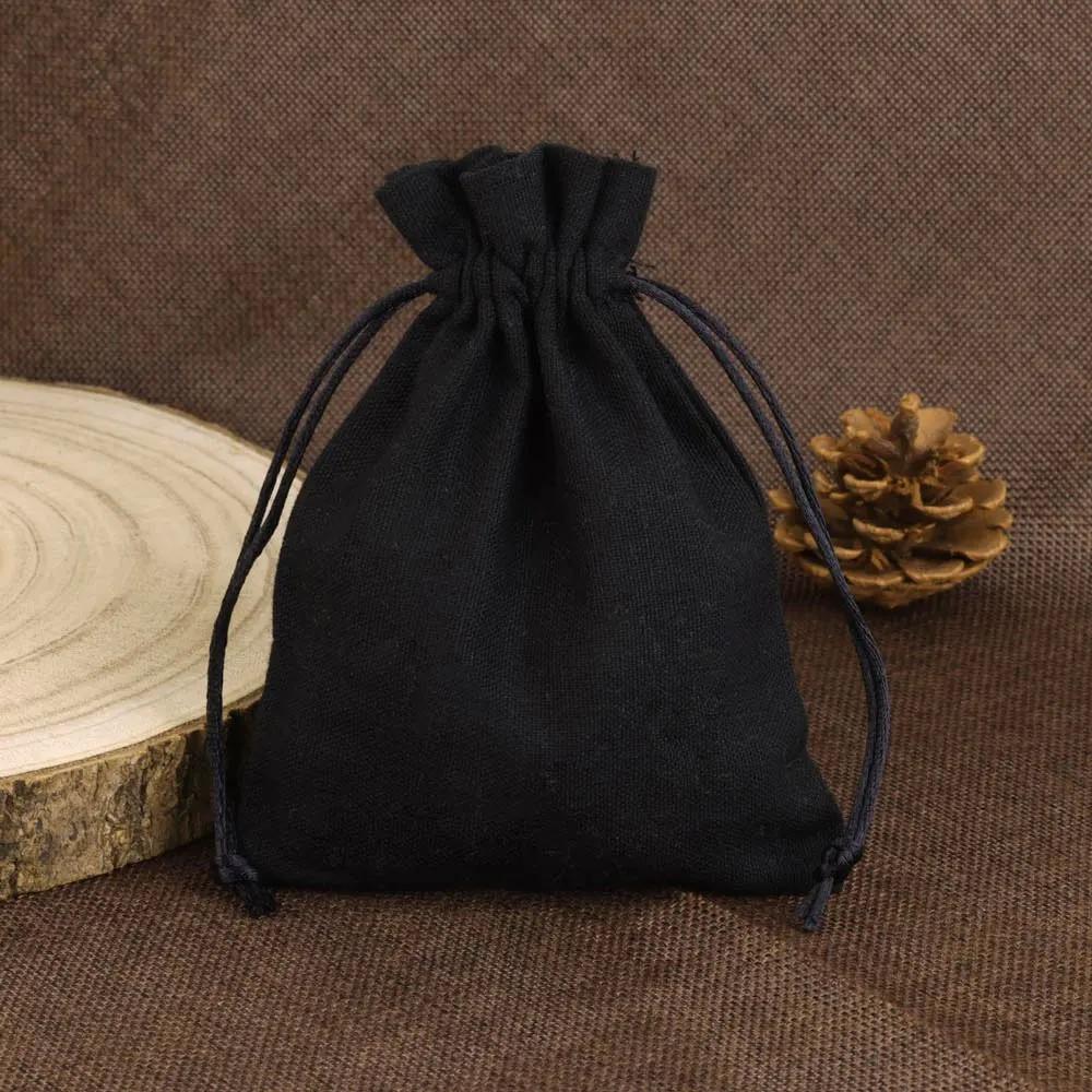 5/10/20 Stück/Los Schwarze Canvas Aufbewahrungsbeutel mit Kordelzug - 15x20cm Verschiedene Größen Baumwollbeutel für Hochzeitsbonbons Partygeschenke Verpackung