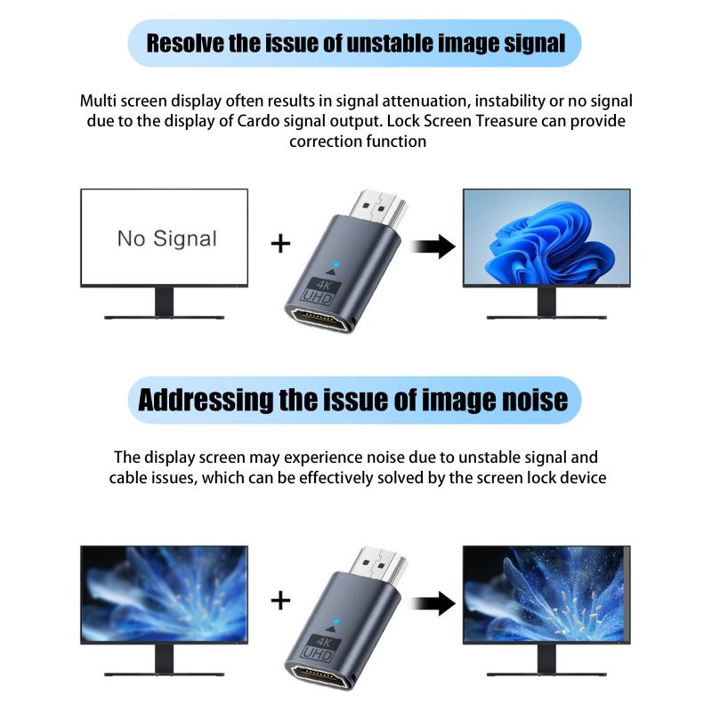 4K@60Hz -Compatible Male To Female Hdr Virtual Monitor Edid Emulator For Pc Hdtv Laptop Projector Adapter