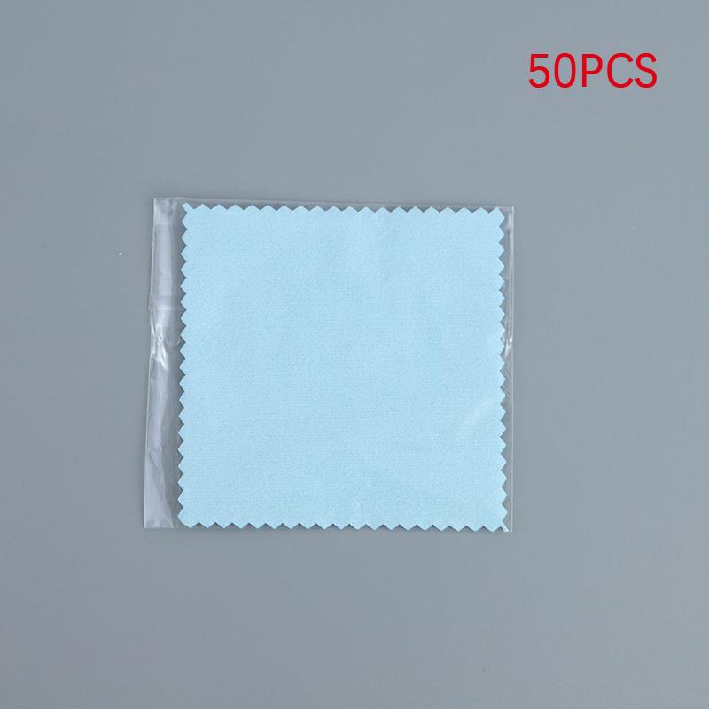

50 шт. Салфетка для полировки стерлингового серебра, серебристого цвета, чистящие салфетки в индивидуальной упаковке, мягкие, чистые, для ювелирных инструментов синий