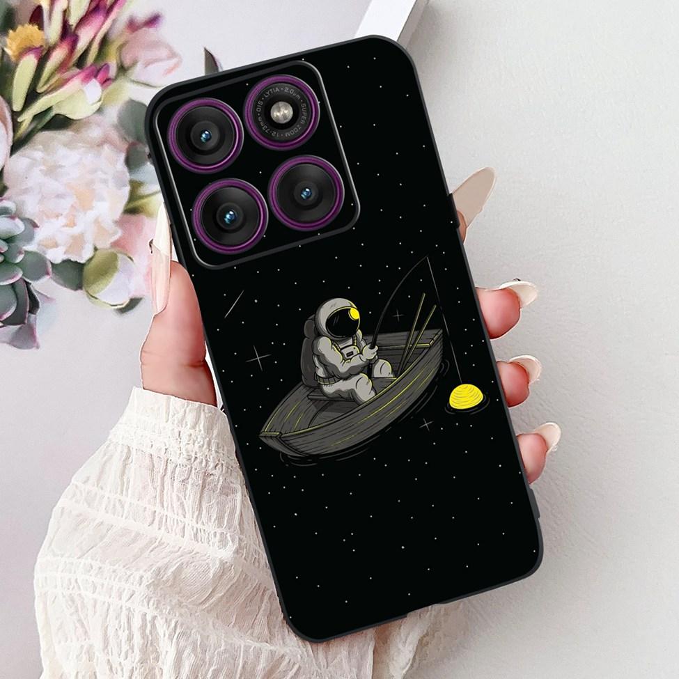 For Motorola Edge 60Pro XT2507-1 Back Cover For Motorola Edge 60 Pro Case Cute Cartoon Luxury Flower Painted Black Silicone 6.7"