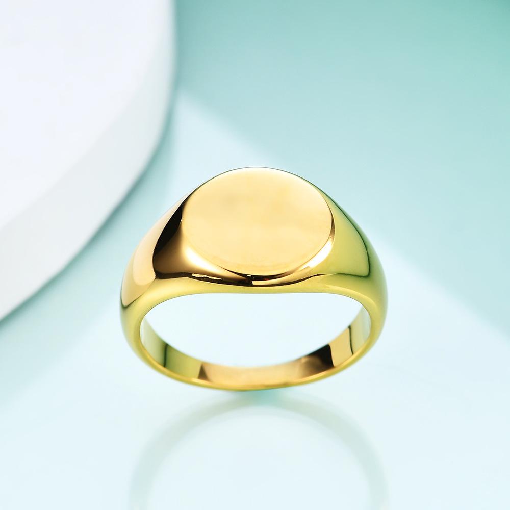 18K Gold Stainless Steel Cross Ring - 12MM, Smooth Surface, Versatile Design with Customizable Laser Logo for Women