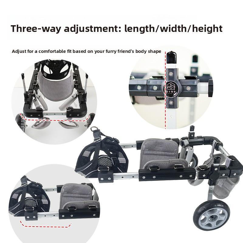 Four-Wheel Dog Wheelchair Rear Leg Support Mobility Aid for Disabled Pets Canine Rehabilitation Walker Adjustable Dog Trainings
