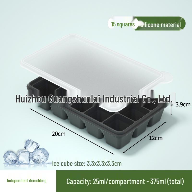 Popular Silicone Ice Cube Tray with Lid – 4 Large Slots & 15 Square Compartments for Soup or Food Storage