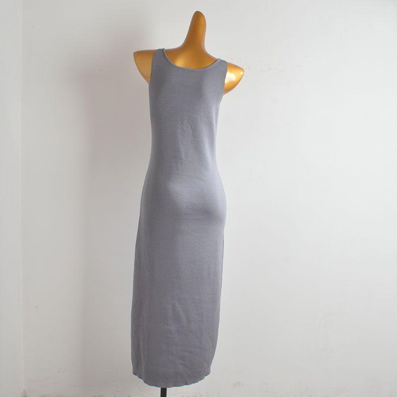 Pure Desire Style Sleeveless Knitted Bra Top Vest Skirt Women's Summer Elegant Silm Slimming Inner Base Narrow Long Skirt