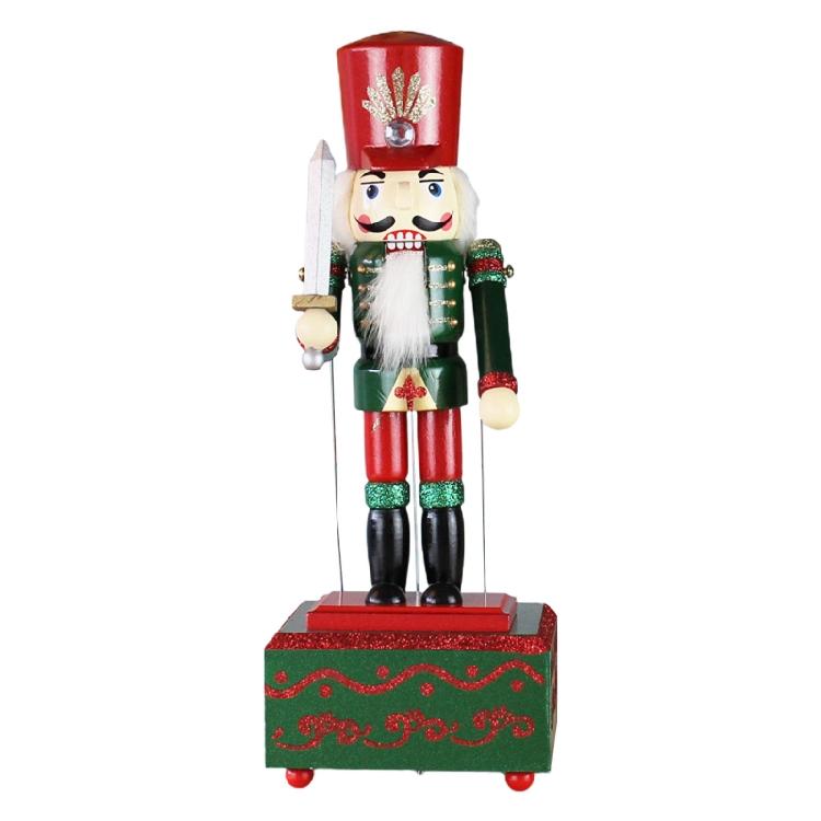 Christmas Wood Music Box Nutcracker Soldier Ornament Festival Party Kitchen