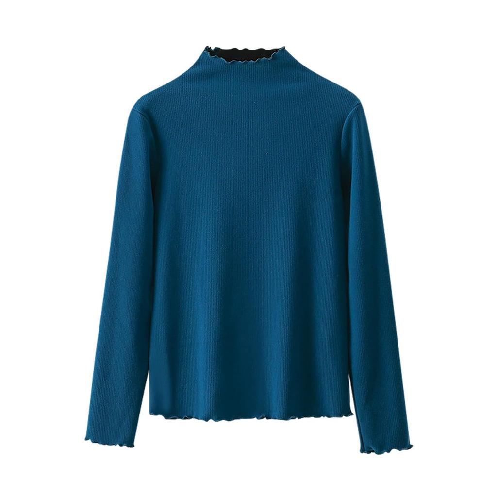 Women's Slim-Fit Long-Sleeve Base Layer Top With Flounce Collar