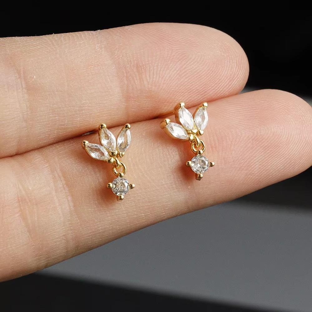 Módní nerezové ocelové zirkonové řetízkové kruhové náušnice pro ženy, piercing do srdce Helix Tragus, svatební šperky