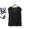 Md2024 Women Clothes Minimalist Black Fashionable Overlapping V-neck Sleeveless Knitted Sleeveless T-shirt Top 05627676800