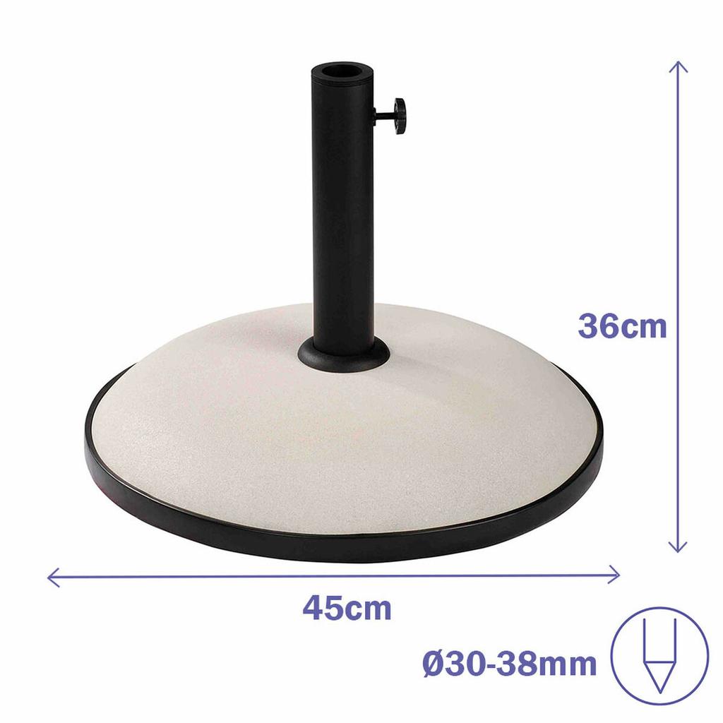 Marbueno Round Umbrella Base Cement 45x36 cm 20KG White Garden, Pool, Terrace 10451