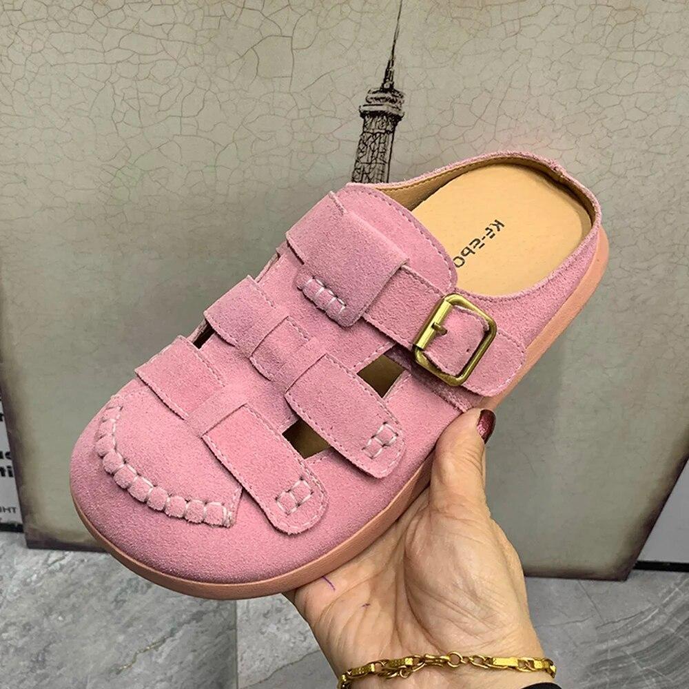 

Модные женские тапочки больших размеров, повседневные женские сандалии, противоскользящие летние женские сандалии, дизайнерские женские кожаные женские туфли Mullers