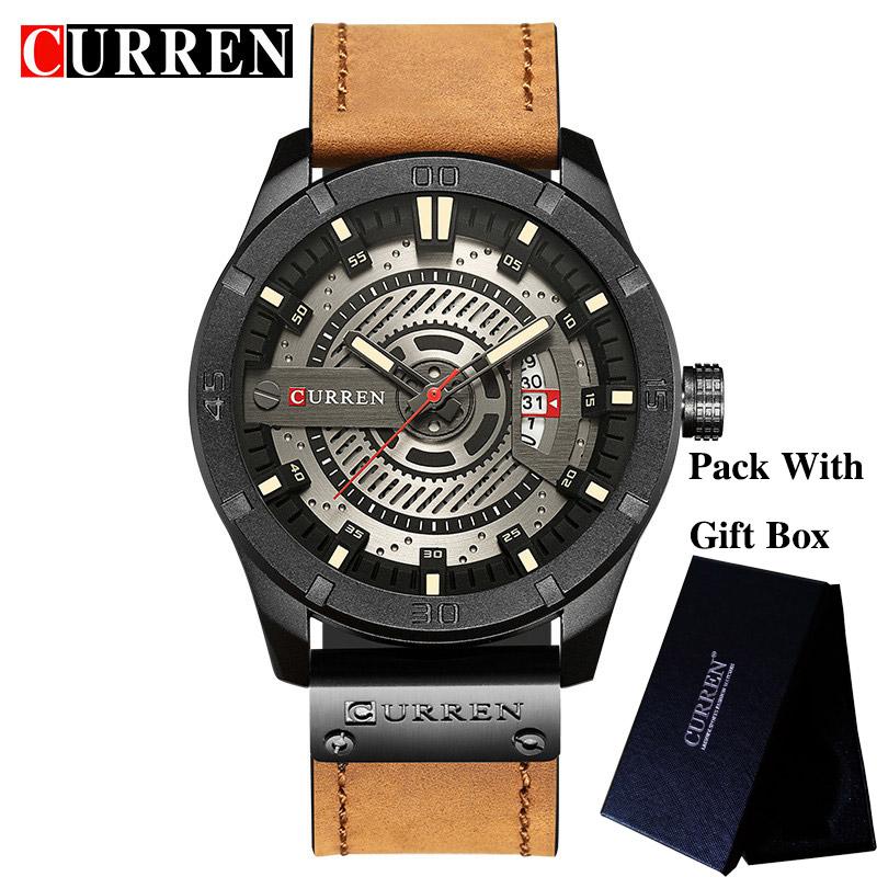 Relogio Masculino CURREN Watch Men Waterproof Calendar Sport Military Male Clock Top Brand Luxury 3D Dial Man Wristwatch 8301