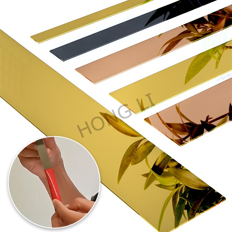 1 Rolle Goldband Edelstahl Flacher Hintergrund Wand Deckenkantenstreifen Aufkleber Wohnzimmer Dekoration Linien Möbelaufkleber