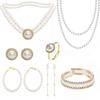 European and American Fashion Jewelry Accessories, Retro High-end Diamond Necklace Earrings, French Creative Pearl Necklace Set