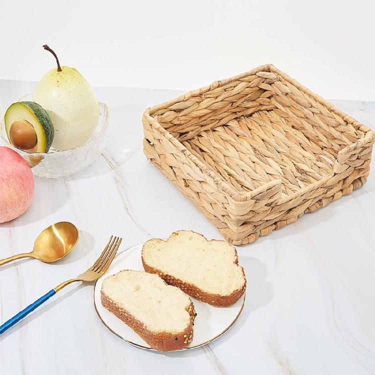 Handmade Water Hyacinth Table Napkin Organizers Natural Wicker Storage Basket For Kitchen Bathroom Living Room Decors