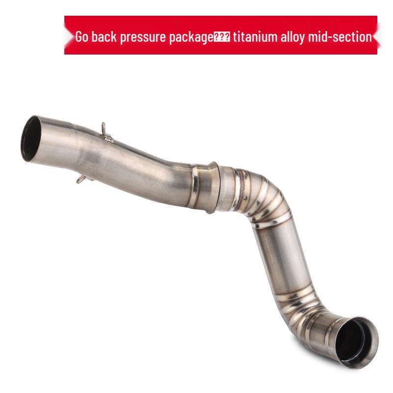 DUKE790 Titanium Mid-Section Exhaust Pipe with Back Pressure Chamber & 3-Way Catalytic Silencer