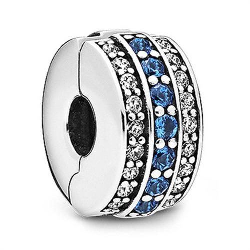 Bracelet Blue Transparent Shining Round String Mother'S Day Beaded Pendant Silver Plated Bracelet Bracelet Loose Beads