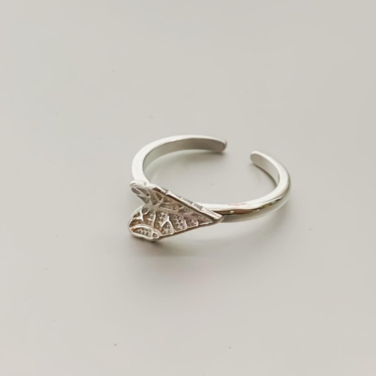 Korean Heart and Leaf Open Ring: Simple Forest-Inspired Jewelry