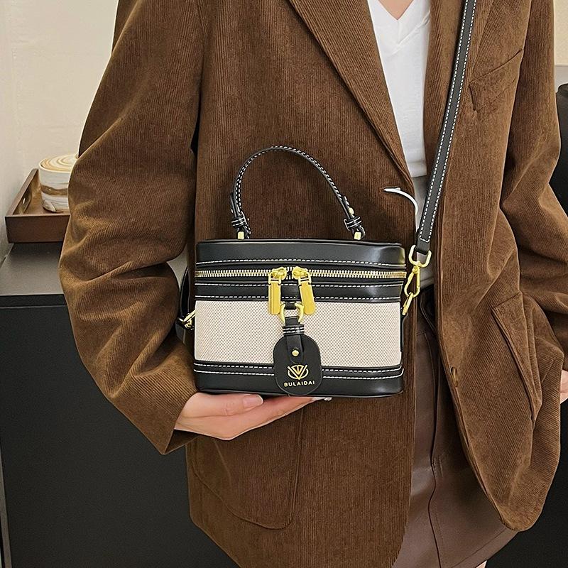 Premium Handbag Bag Women's New Fashion Contrasting Color Splicing Box Bag Casual Simple Small Square Bag