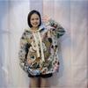 Plus Size Mickey Print Hooded Sweater for Women - Loose, Casual, Age-Reducing Knit Top