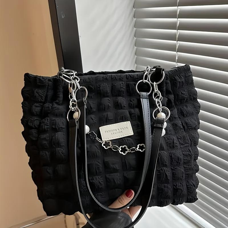 Summer Sweet Ruffled Bubble Cloud Shoulder Bag, Large-capacity Tote for Outings and Commuting, Fashionable Women's Soft Handbag