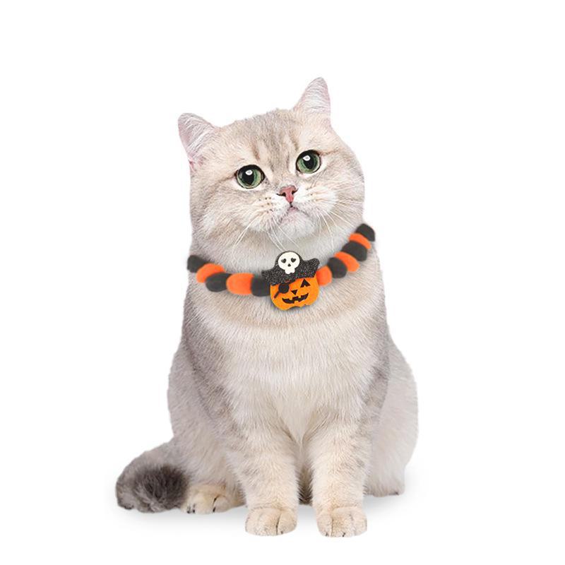 

Нашийник з гарбуза на Хелловін з еластичною мотузкою та хутряною кулькою для котів і собак Large
