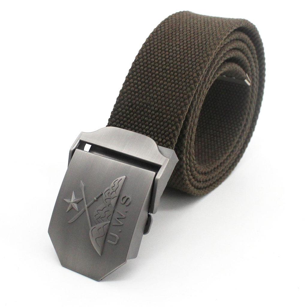 Men's Extra Thick Canvas Woven Belt, Polyester-Cotton Blend, Casual Style