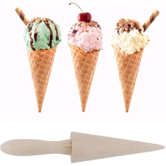 Wood Cone Roller Pizzelle Roller Krumkake Ice Cream Cone Roller Mold Natural Waffle Cone Roller Wooden Mini Waffle Cones Pastry Decorating Baking