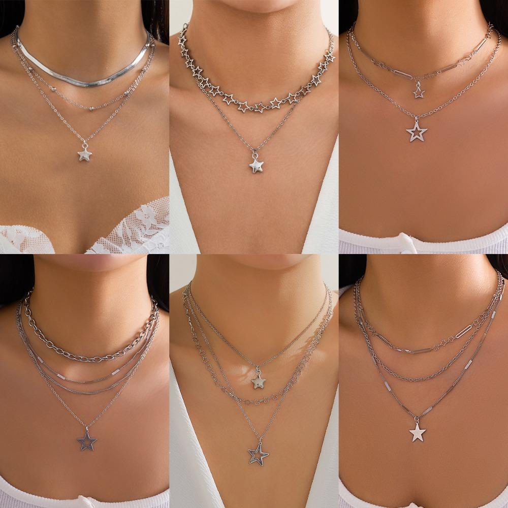 

Temperament Star Necklace Set Simplicity Metal Necklace New Fine Chain