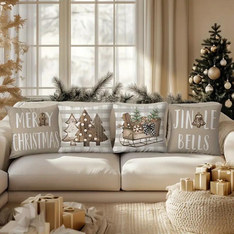New Christmas Pillow Case Winter Home Decoration Linen Pillow Christmas