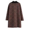 Autumn Winter Turtleneck Vintage Printed Thick T-shirt Women's Clothing Fashion Long Sleeve Loose Midi Tops Pullovers Female