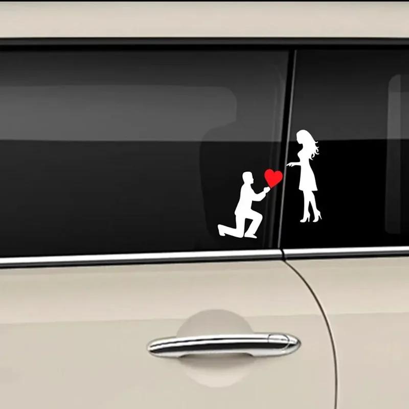 New Car Sticker Love Couple Propose Romantic Proposal Sticker Creative Body Door Auto Side Glass Waterproof Motorcycle Decal