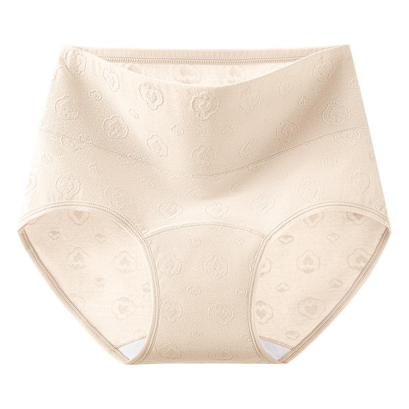 Plus-size Women's Spring and Summer Cotton Antibacterial Extended Crotch High Waist Briefs