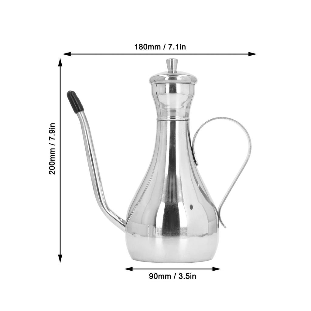 Oljekanna i rostfritt stål, köksoljekanna med filter för restolja, läckagesäker, för matlagning, oljeförvaring (500ML)