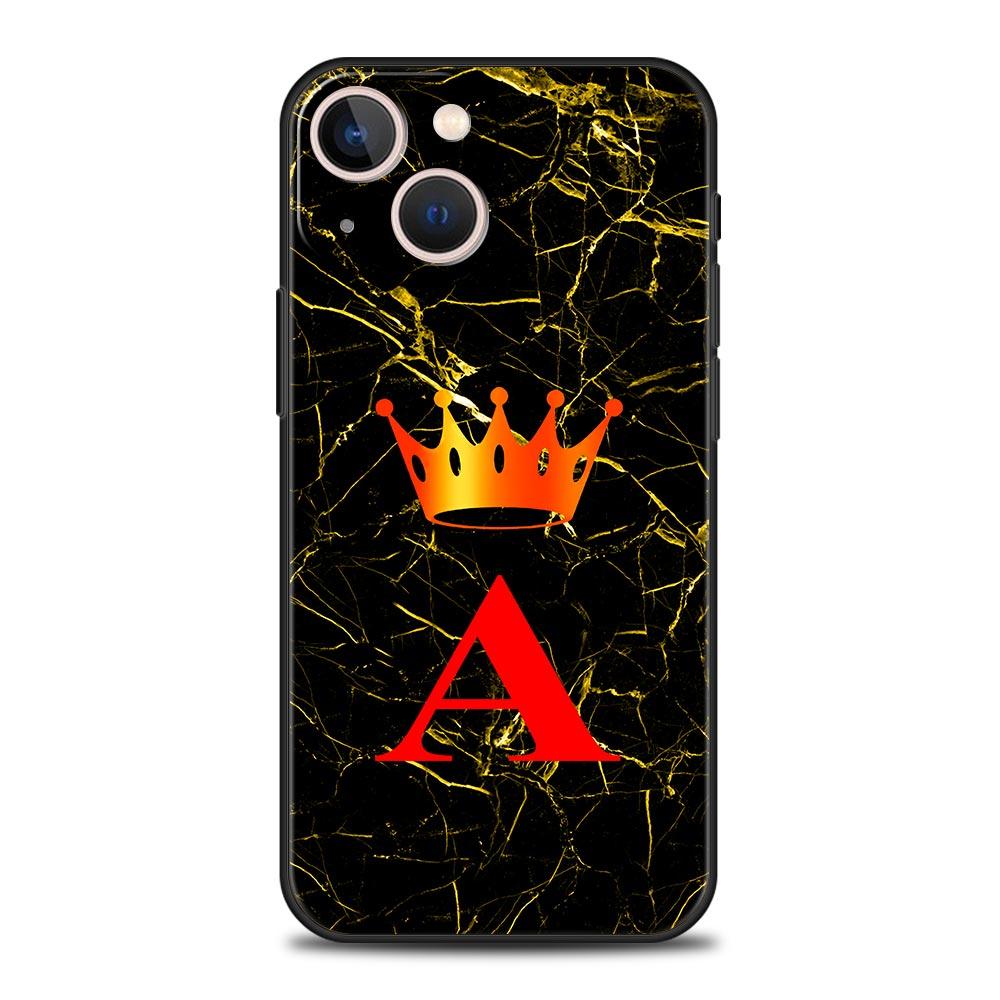 

Marble Letter Phone Case For iPhone 17 16 15 Pro Max 11 12 13 14 7 8 Plus SE 2020 X XR XS Cover Soft Black iPhone 13