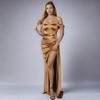 One-Shoulder Solid Color Evening Dress with Slit and Fishtail Skirt